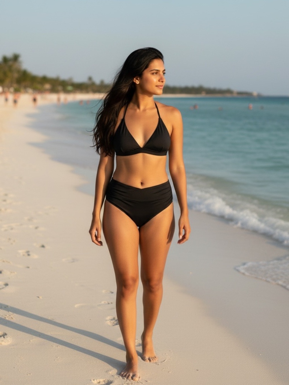 Black Halter Bikini Set - Women Swim
